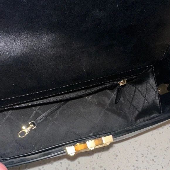 Michael Kors Black Croc-Embossed Top Handle Satchel with Gold Hardware - Picture 6 of 6